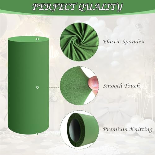 Set of 5 Green Cylinder Stand Covers in fuchsia, pink, black, white, brown, green, baby blue, alternate view 3