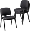 Set of 5 Pack Stackable Waiting Room Chairs Fabric Black Reception Chair Metal with Thickened Seat Back Cushion