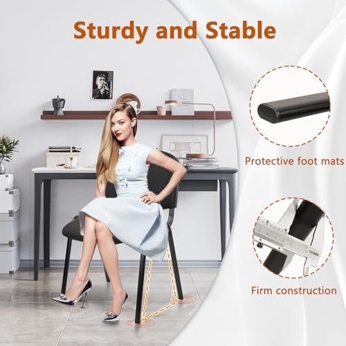 Set of 5 Pack Stackable Waiting Room Chairs Fabric Black Reception Chair Metal with Thickened Seat Back Cushion, alternate