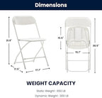 Set of 5 Pack, White Plastic Folding Chair Steel Frame Commercial High Capacity Event Chair Lightweight Set for, alternate