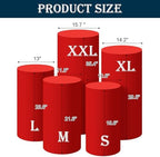 Set of 5 - Red Cylinder Pedestal Stand Covers in Red, alternate view 3