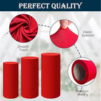 Set of 5 - Red Cylinder Pedestal Stand Covers in Red, alternate view 5
