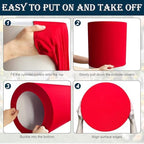Set of 5 - Red Cylinder Pedestal Stand Covers in Red, alternate view 6
