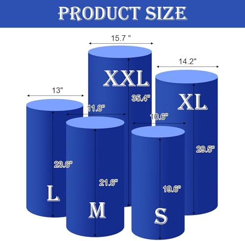 Set of 5 - Royal Blue Cylinder Pedestal Stand Covers in Royal Blue, alternate view 3