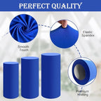 Set of 5 - Royal Blue Cylinder Pedestal Stand Covers in Royal Blue, alternate view 4