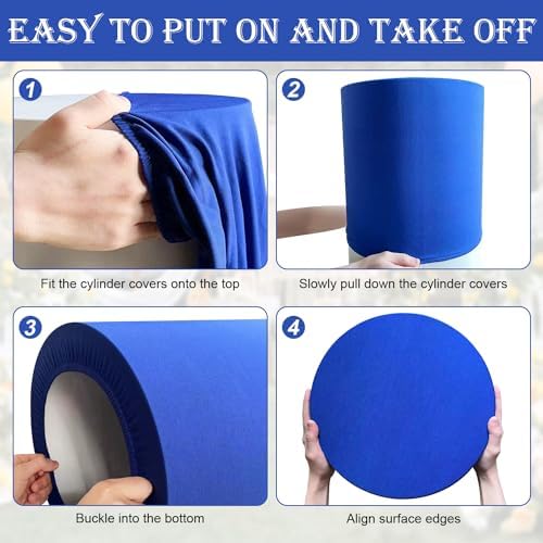 Set of 5 - Royal Blue Cylinder Pedestal Stand Covers in Royal Blue, alternate view 6