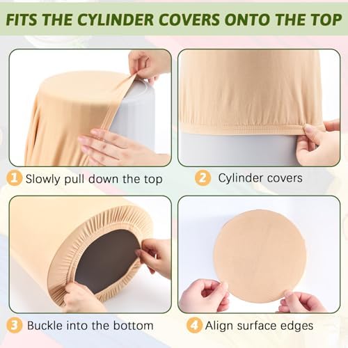 Set of 5 SageGreen Cylinder Stand Covers, Spandex Pedestal Stand in Sage Green Color, alternate view 4