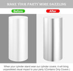Set of 5 - Silver Cylinder Pedestal Stand Covers in Silver, alternate view 5