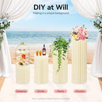 Set of 5 Wedding Centerpieces Cardboard Vases, Cylinder Centerpiece Stands in White, alternate view 4