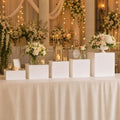 Set of 5 White Acrylic Cake Risers, Square Dessert Display Stands for Buffets & Events - 4"-12" Tall x 8.5"-12"