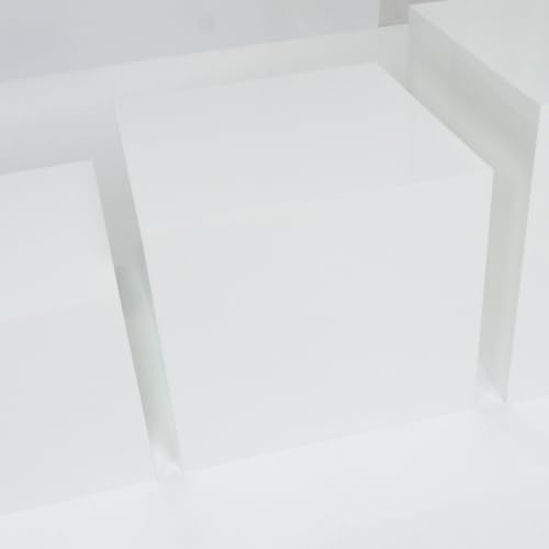 Set of 5 White Acrylic Cake Risers, Square Dessert Display Stands for Buffets & Events - 4"-12" Tall x 8.5"-12", alternate