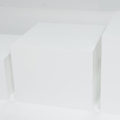 Set of 5 White Acrylic Cake Risers, Square Dessert Display Stands for Buffets & Events - 4"-12" Tall x 8.5"-12", alternate