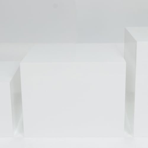Set of 5 White Acrylic Cake Risers, Square Dessert Display Stands for Buffets & Events - 4"-12" Tall x 8.5"-12", alternate