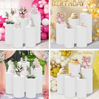 Set of 5 White Cylinder Stand Covers in fuchsia, pink, black, white, brown, green, baby blue, alternate view 7