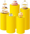 Set of 5 - Yellow Cylinder Pedestal Stand Covers in Yellow