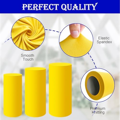 Set of 5 - Yellow Cylinder Pedestal Stand Covers in Yellow, alternate view 4