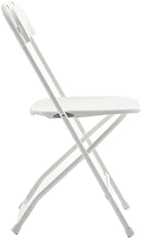 Set of 50, Indoor Outdoor White Plastic Folding Chairs Stacking Steel Frame Commercial 650LB Weight Capacity, alternate view