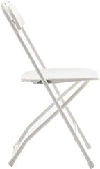 Set of 50, Indoor Outdoor White Plastic Folding Chairs Stacking Steel Frame Commercial 650LB Weight Capacity, alternate view