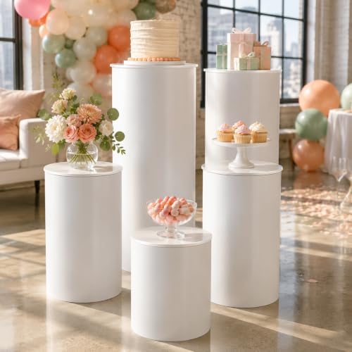 Set of 5pcs Round Cylinder Pedestal Stands, alternate view 2