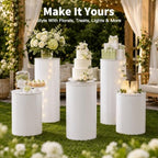 Set of 5pcs Round Cylinder Pedestal Stands, alternate view 5