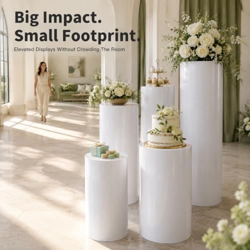 Set of 5pcs Round Cylinder Pedestal Stands, alternate view 7