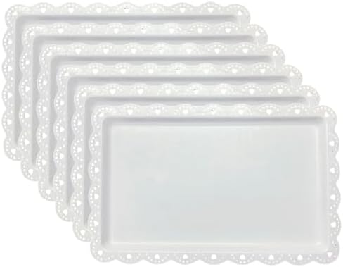 Set of 6 Plastic Serving Trays Food Tray - 14" x 9" Rectangle Serving Platter for Party Cafeteria Kitchen