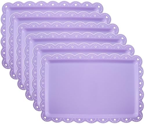 Set of 6 Plastic Serving Trays Food Tray - 14" x 9" Rectangle Serving Platter for Party Cafeteria Kitchen