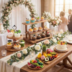 Set of 6 Rustic Wood Dessert Table Display Set - Cake Stands, Tiered Cupcake Tower & Serving Trays for Wedding, alternate