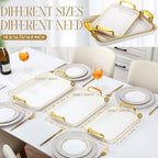 Set of 6 Serving Platters with Handles 18.3/16.73/14.8 Inch in 18.3 x 12.2 x 1.4 inches in White, alternate view 3
