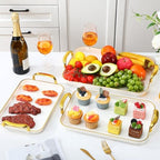 Set of 6 Serving Platters with Handles 18.3/16.73/14.8 Inch in 18.3 x 12.2 x 1.4 inches in White, alternate view 6