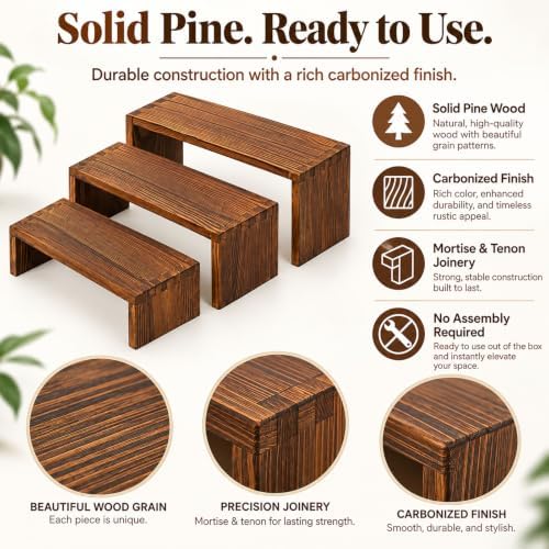 Set of 6 Tiered Shelf Organizer, 3 Tier Wooden Display Stand for Tabletop Display, Desk Shelf Organizer for, alternate view 6