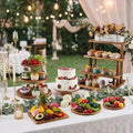 Set of 6 Wood Dessert Table Display Stands 3 Tier, Brown in Brown