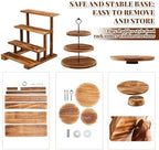 Set of 6 Wood Dessert Table Display Stands 3 Tier, Brown in Brown, alternate view 5