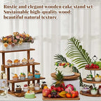 Set of 6 Wood Dessert Table Display Stands 3 Tier, Brown in Brown, alternate view 6