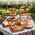 Set of 6 Wooden Dessert Display Table Set with 3-Tier Cupcake Stand, alternate view 2
