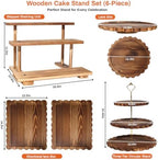 Set of 6 Wooden Dessert Display Table Set with 3-Tier Cupcake Stand, alternate view 3