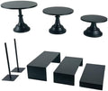 Set of 8 Black Cake Stands Donut Holder Round Metal Dessert Display Risers in black