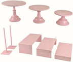Set of 8 Pink Cake Stands Donut Holder Round Metal Dessert Display Risers Cupcake Stand Serving Platter for