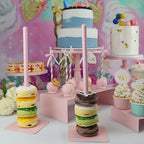 Set of 8 Pink Cake Stands Donut Holder Round Metal Dessert Display Risers Cupcake Stand Serving Platter for, alternate view 2