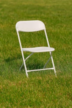 Set of 8, White Plastic Folding Chair Steel Frame Commercial High Capacity Event Chair Lightweight Set for, alternate view 2