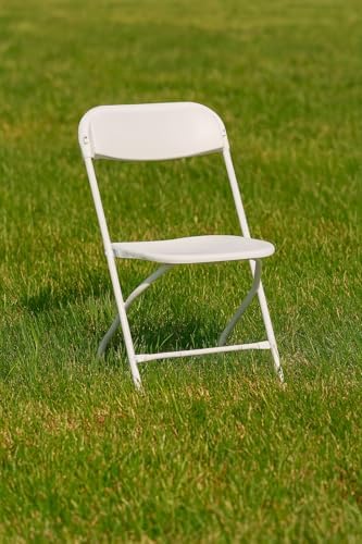 Set of 8, White Plastic Folding Chair Steel Frame Commercial High Capacity Event Chair Lightweight Set for, alternate view 2