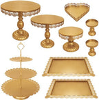 Set of 9 Cake Stands Metal Cupcake Stand Set Multiple Styles Candy Fruit Display Tower Dessert Plate Cake