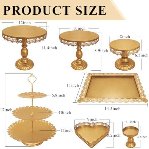 Set of 9 Cake Stands Metal Cupcake Stand Set Multiple Styles Candy Fruit Display Tower Dessert Plate Cake, alternate view 2