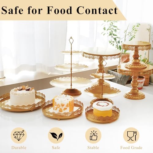 Set of 9 Cake Stands Metal Cupcake Stand Set Multiple Styles Candy Fruit Display Tower Dessert Plate Cake, alternate view 3
