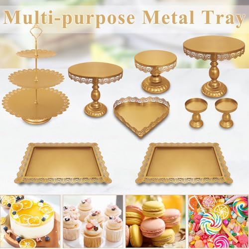 Set of 9 Cake Stands Metal Cupcake Stand Set Multiple Styles Candy Fruit Display Tower Dessert Plate Cake, alternate view 6