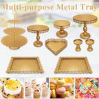 Set of 9 Cake Stands Metal Cupcake Stand Set Multiple Styles Candy Fruit Display Tower Dessert Plate Cake, alternate view 6