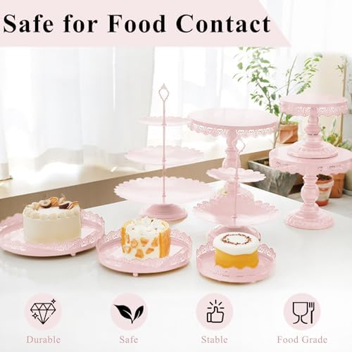 Set of 9 Cake Stands Metal Cupcake Stand Set Multiple Styles Candy Fruit Display Tower Dessert Plate Cake, alternate view 3