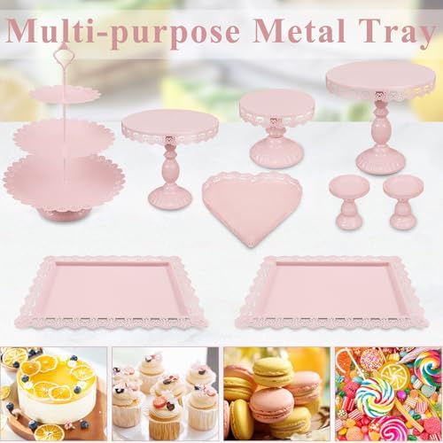 Set of 9 Cake Stands Metal Cupcake Stand Set Multiple Styles Candy Fruit Display Tower Dessert Plate Cake, alternate view 6
