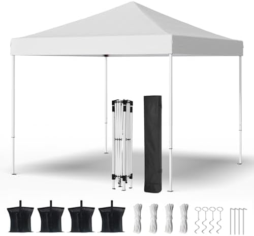 Shades 10x10 Pop Up Canopy, Heavy Duty Beach Tent with Carrying Bag for Easy Moving, Sun Shelter for Parties