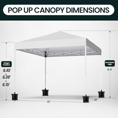 Shades 10x10 Pop Up Canopy, Heavy Duty Beach Tent with Carrying Bag for Easy Moving, Sun Shelter for Parties, alternate view